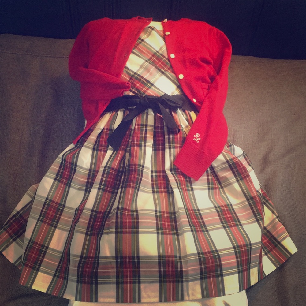 Polo Ralph Lauren girls plaid dress with sweater